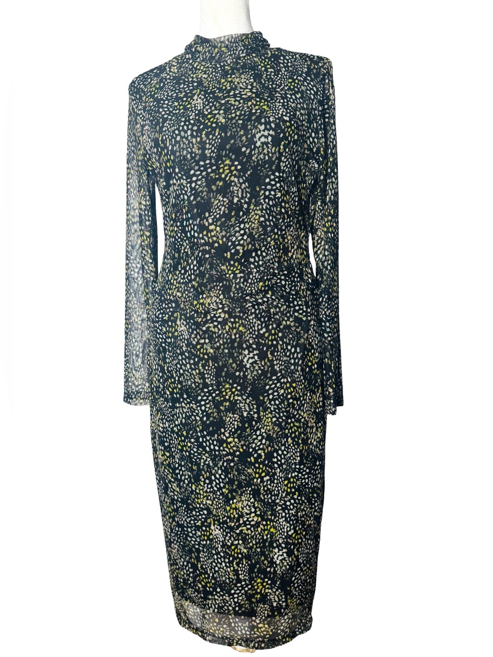 Nine West Women’s Black Floral Print Long-Sleeve Midi Dress, Small. NWOT